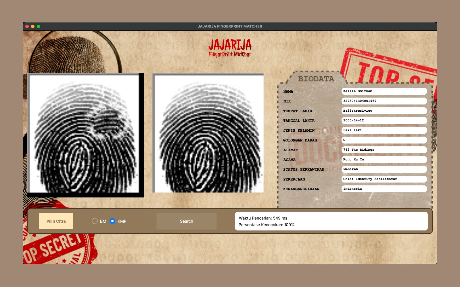 Jajarija: Fingerprint Matcher screenshot 1