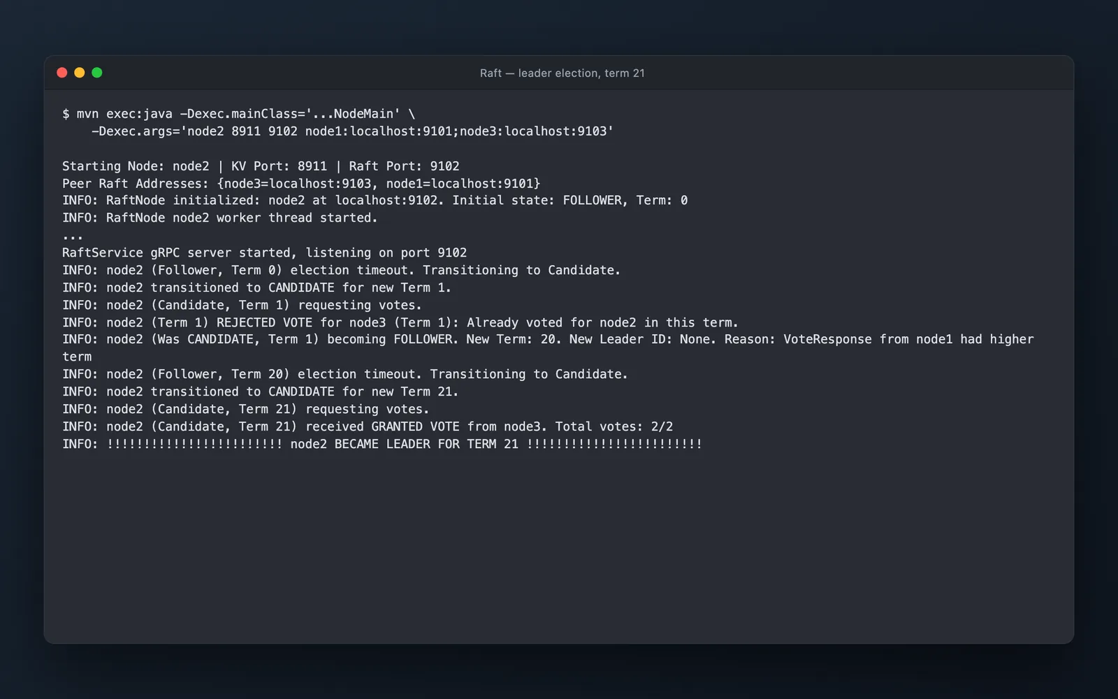 Raft Consensus in Java screenshot 1